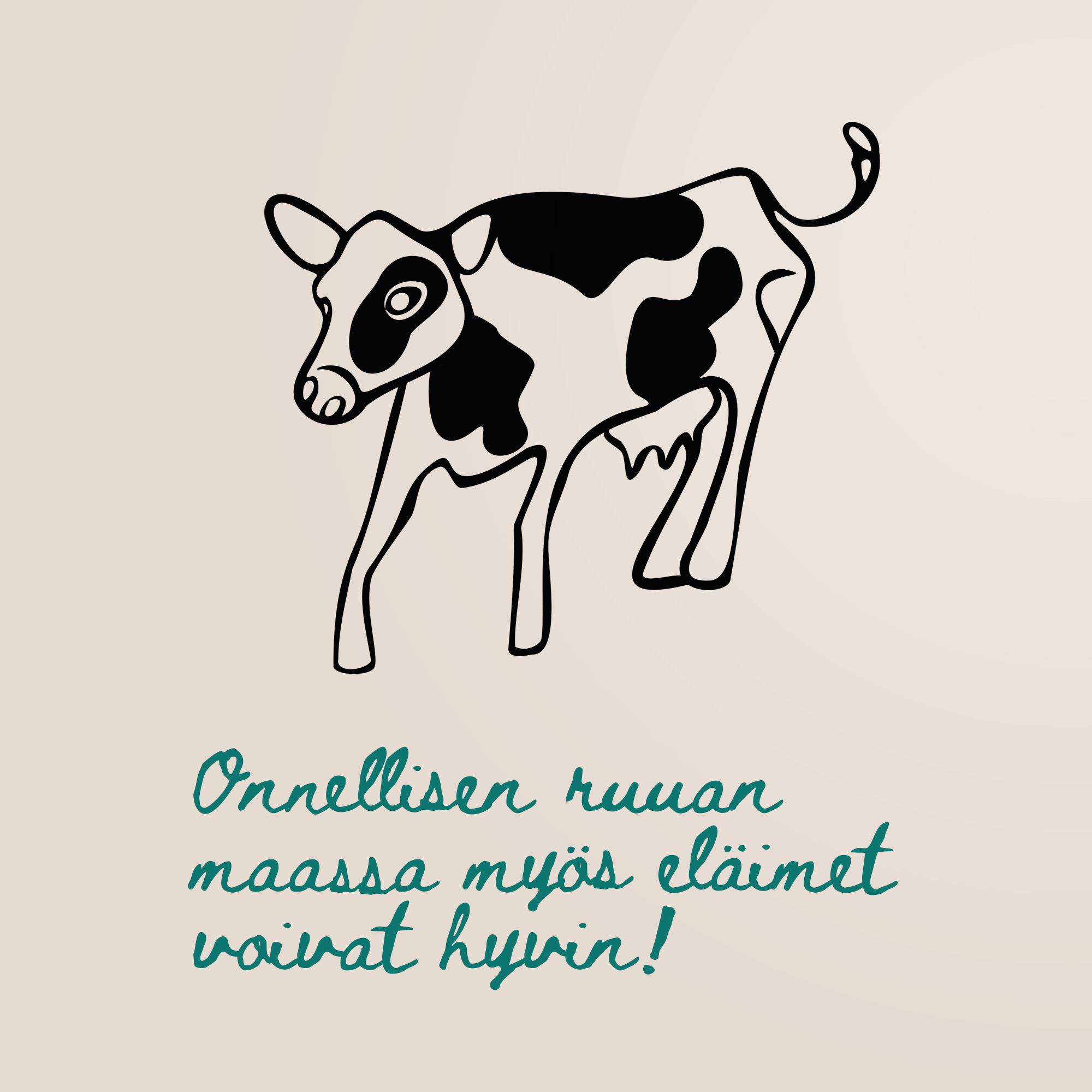 Onnellisen ruuan maa kuvitus vasikka